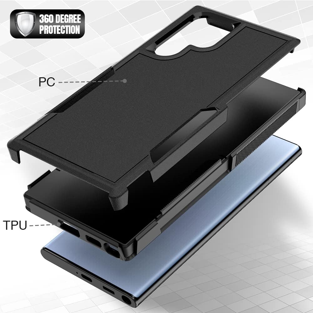 Funda para Samsung Galaxy S22 Ultra – Funda protectora a prueba de golpes, fuerte y duradera, color negro
