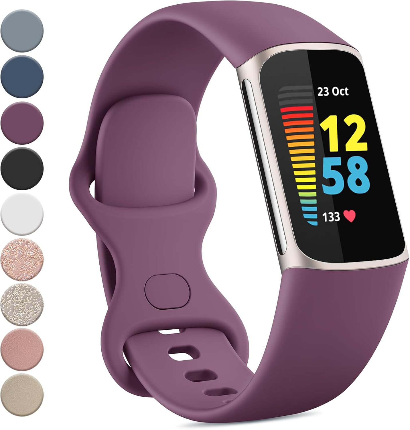 Correa compatible con Fitbit Charge 5 bandas para mujeres y hombres, correa de repuesto deportiva ajustable impermeable de silicona suave para