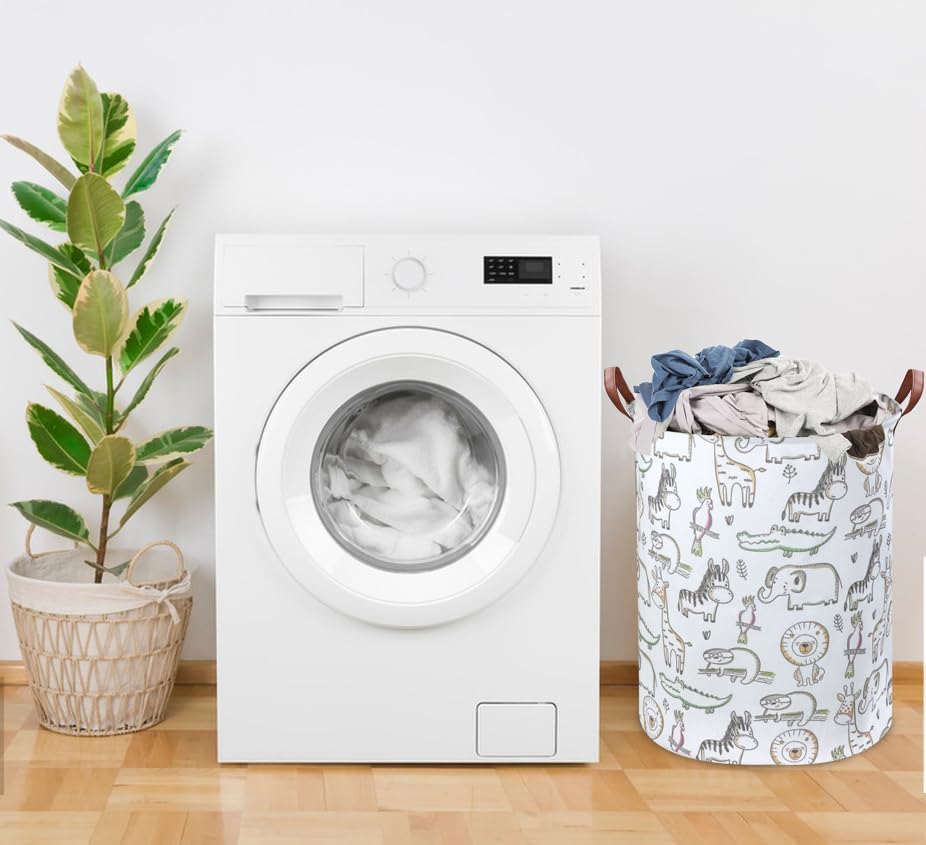 Cesta de lavandería para niños, canasta plegable verde para decoración de habitación de niños, canasta de animales, bonita canasta de