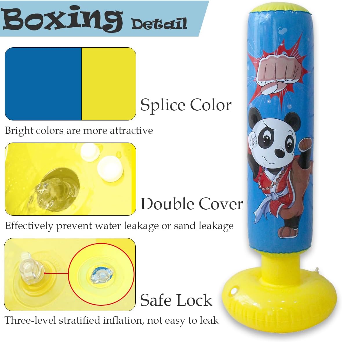 Baiao Punching Bag for Kids, Inflatable Boxing Bag, Kids Punching Bag, for Practicing Karate, Taekwondo, Gifts for Boys & Girls Age 3-12 (47 Height)