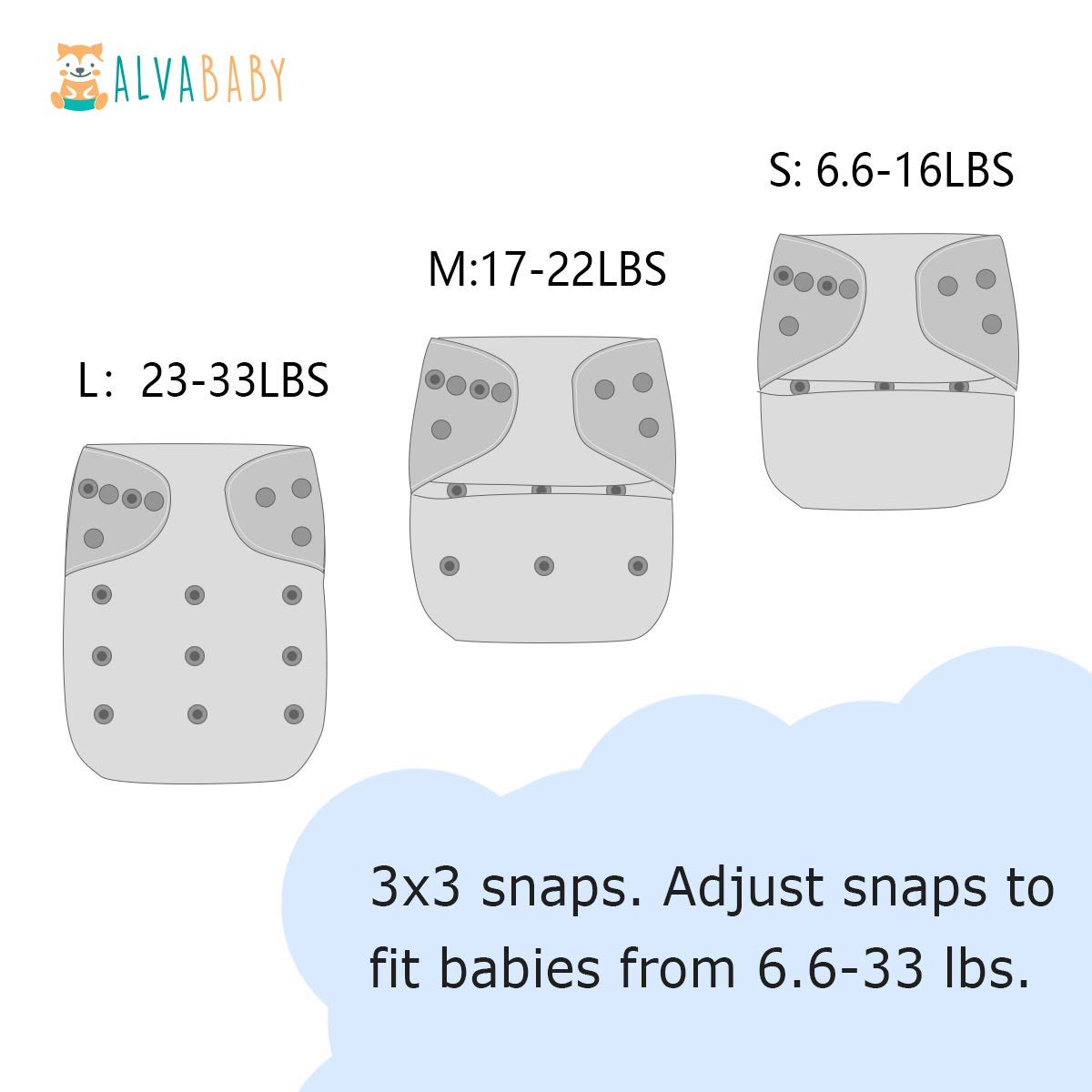 ALVA Baby – Pañales de tela, talla única, ajustable, lavable, reutilizable, para niñas y niños, paquete de 6 con 12 insertos (aventuras salvajes)