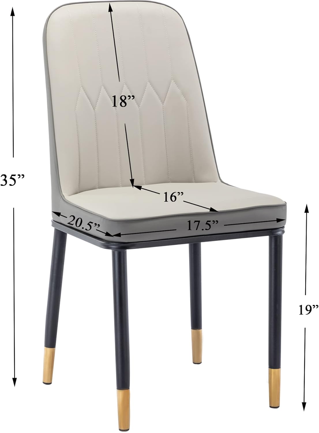 Juego de 4 sillas de comedor, tapizadas de poliuretano, con superficie impermeable y patas de metal para comedor, dormitorio, cocina, restaurante,