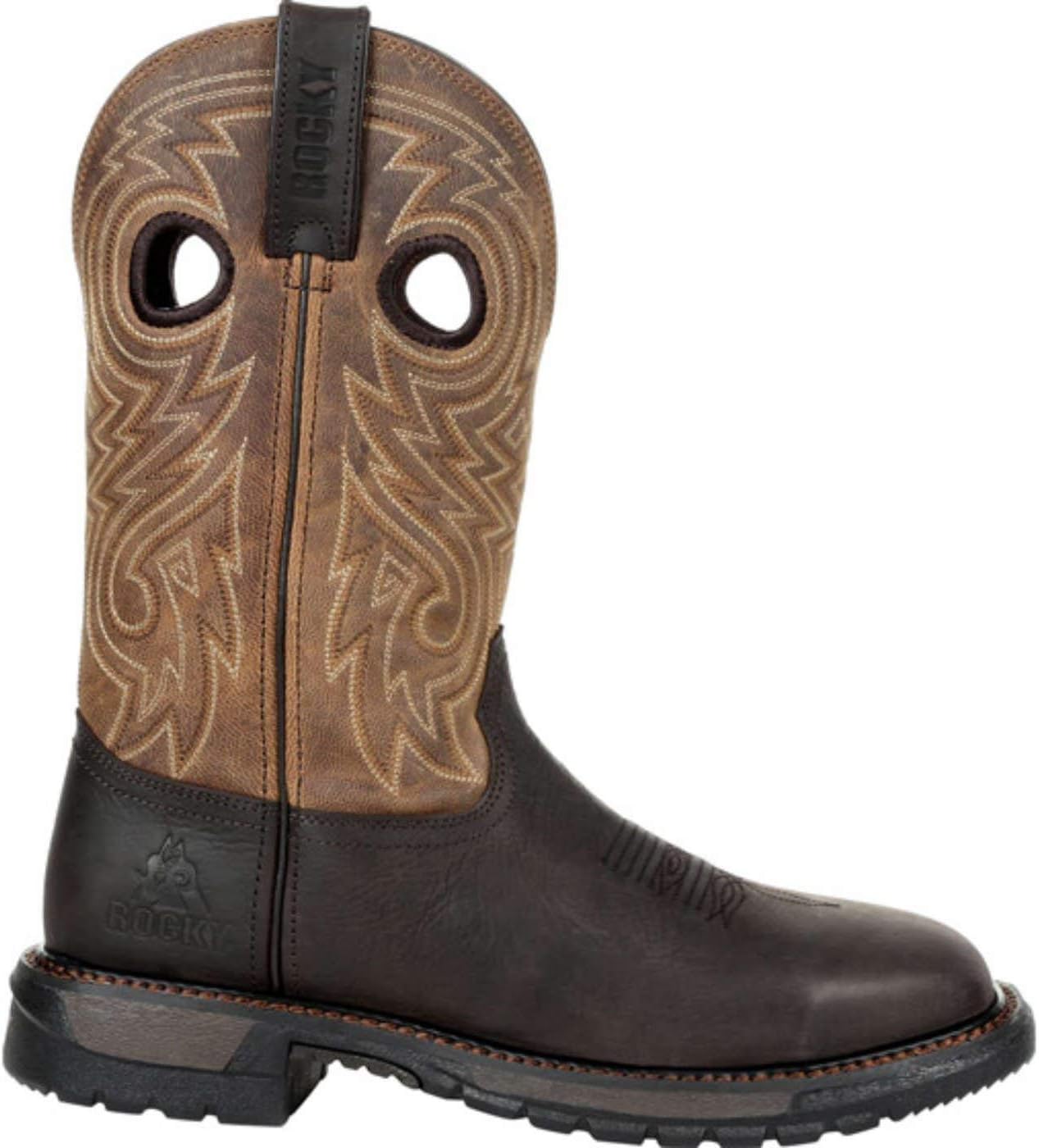Rocky Original Ride FLX – Botas Western con punta de acero, color marrón oscuro y bronceado, 10 de ancho de EE. UU, marrón oscuro y bronceado