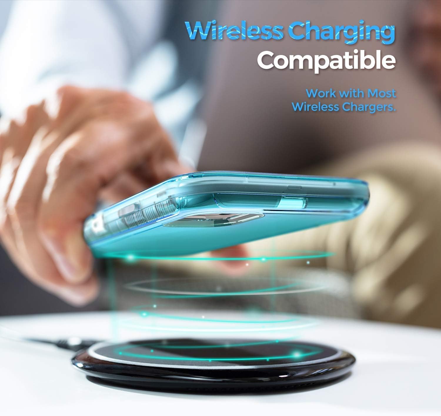 ORIbox Funda azul para iPhone 15 Plus14 Plus, protección contra caídas de grado militar de 10 pies, funda transparente resistente a prueba de golpes