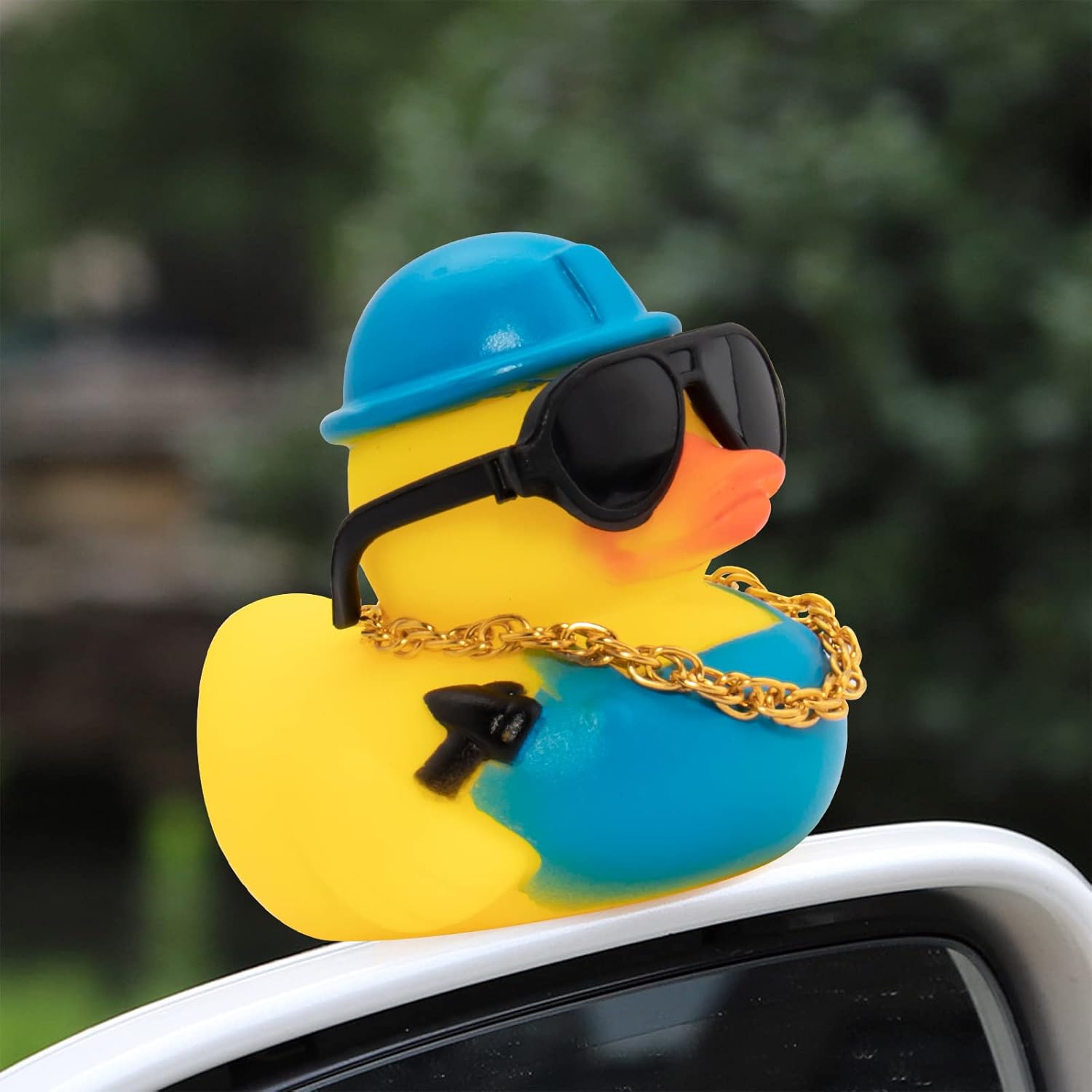 wonuu Decoración de pato de goma para automóvil, adorno para tablero de automóvil, accesorios de decoración de tablero de automóvil, con mini collar