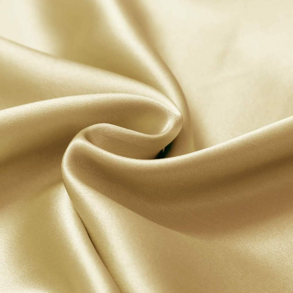 Orose Juego de sábanas de 4 piezas de seda de morera de 22 Momme, sin costuras, bolsillo profundo (tamaño matrimonial, dorado)