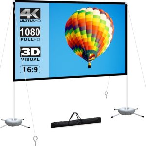 Soporte para pantallas de proyector, pantalla de proyección de película portátil para exteriores, 100 pulgadas, plegable, trasera, 4K, HD, cine en Soporte para pantallas de proyector, pantalla de proyección de película portátil para exteriores, 100 pulgadas, plegable, trasera, 4K, HD, cine en