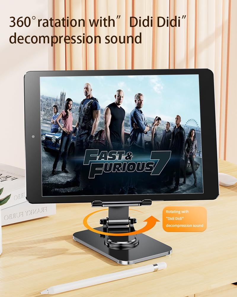 Mayten Soporte plegable para teléfono de escritorio, soporte de teléfono de metal para escritorio, soporte ajustable para iPhone iPad compatible con