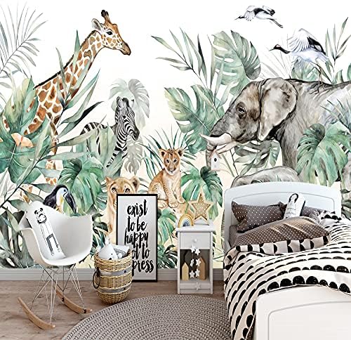 Mural de pared dibujado a mano, ilustraciones nórdicas dibujadas a mano, fondo de pantalla para niños, decoración fácil de cuidar para dormitorio,