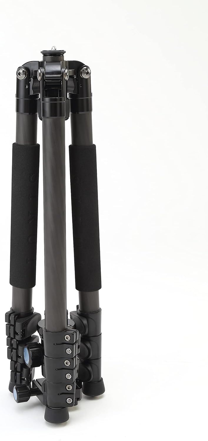 Sirui Trípode de viaje de fibra de carbono de 4 secciones ET-1204 con cabezal de video fluido VA-5, altura máxima de 55.1 pulgadas, carga máxima de