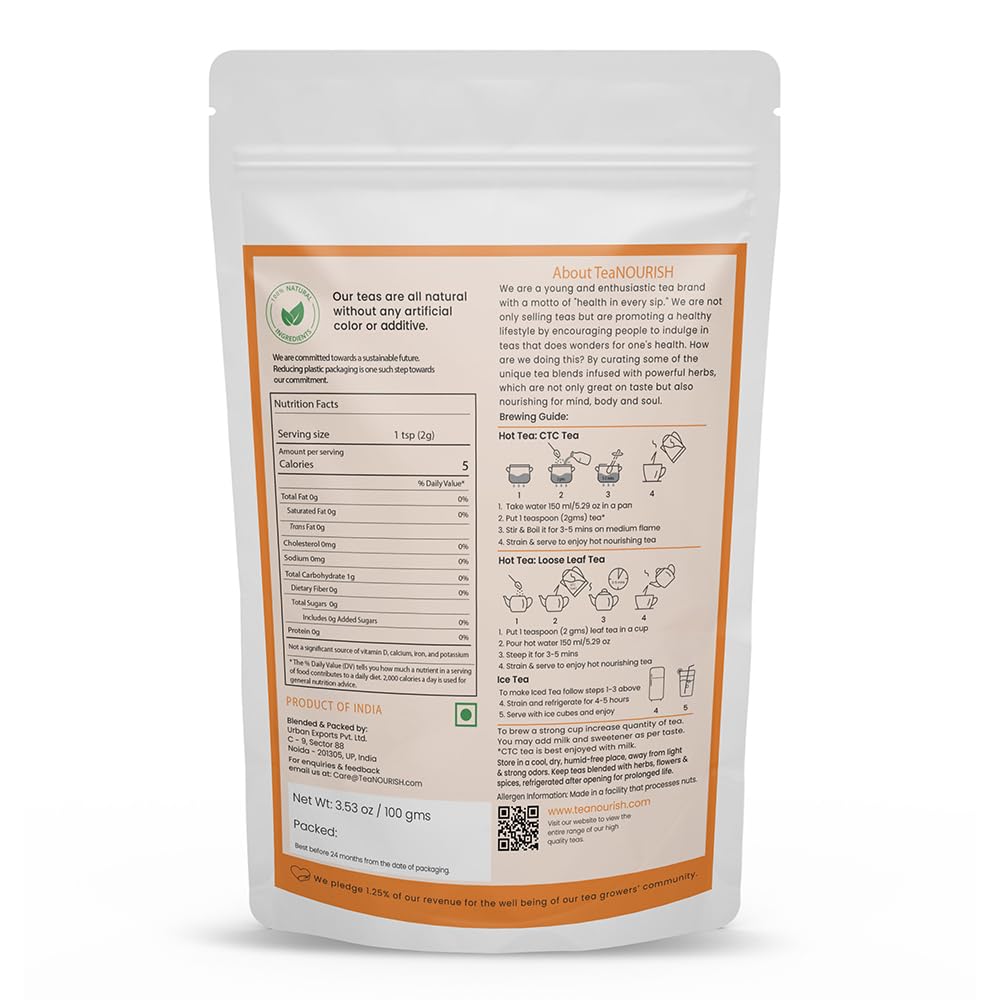 TeaNOURISH Té de hierbas Masala de cúrcuma  Sin cafeína  100% natural  Té de apoyo inmunológico  Cúrcuma, canela, cardamomo, pimienta negra,