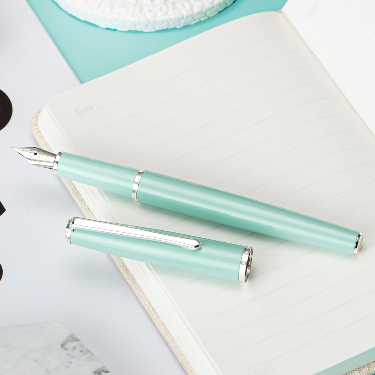 Hongdian 920S – Pluma estilográfica verde meta, pluma clásica de punta fina iridio con convertidor de tinta