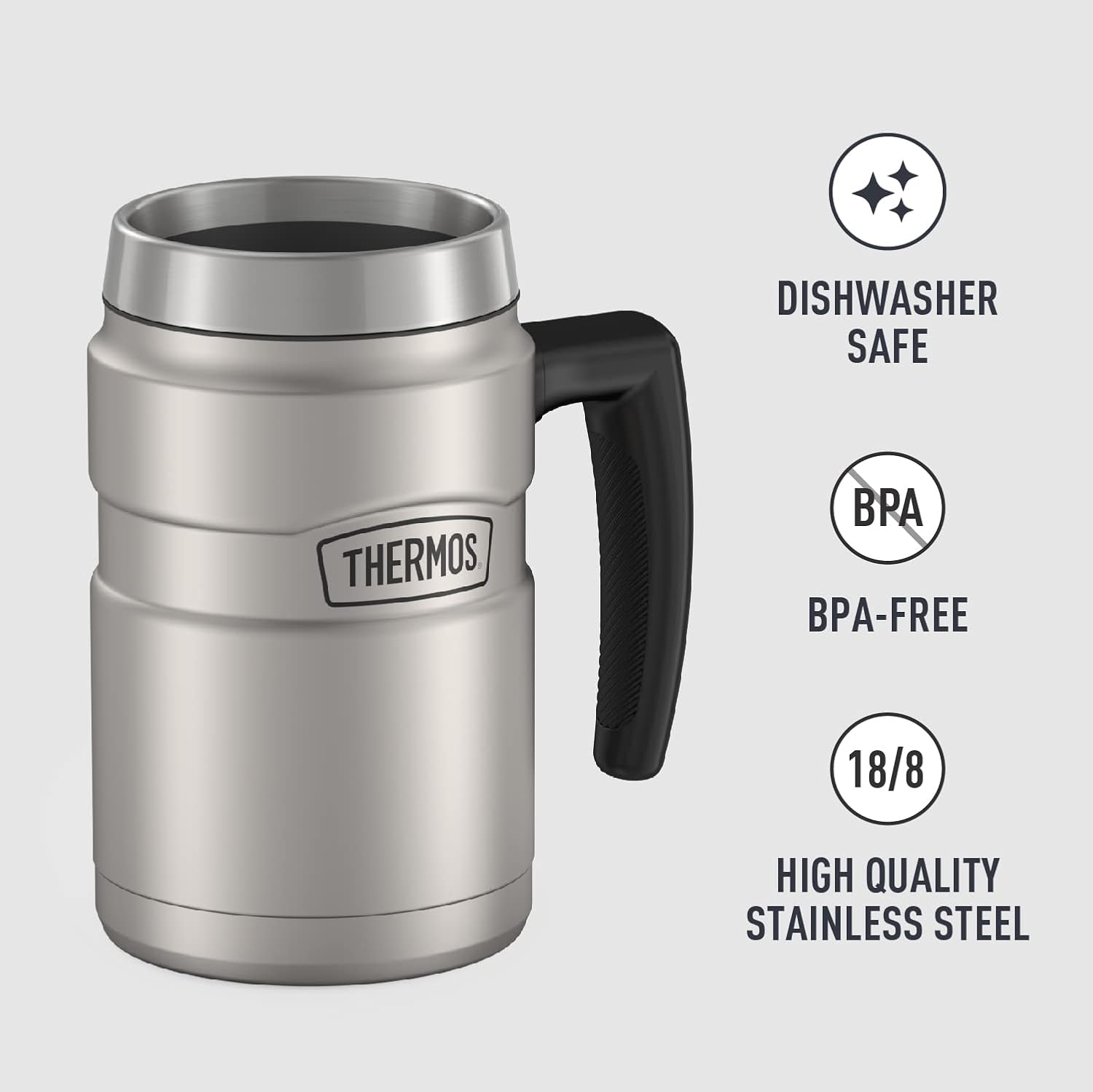 Thermos Stainless King – Taza de café de 16 onzas, acero mate