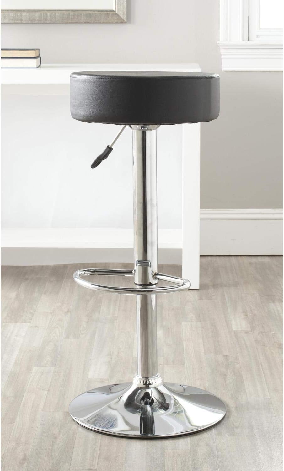 Safavieh Home Collection Jude – Taburete de bar giratorio ajustable de 25.6 a 31.5 pulgadas, color negro