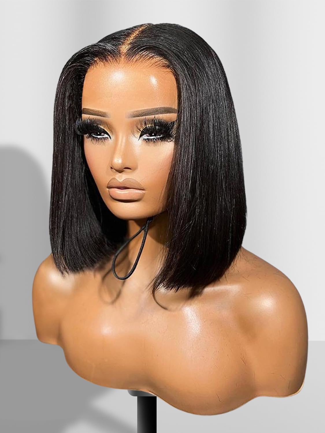 YGQWD Peluca de cabello humano estilo Bob de 12 pulgadas, sin pegamento, predepilada, peluca de encaje precortada, pelucas cortas estilo Bob,