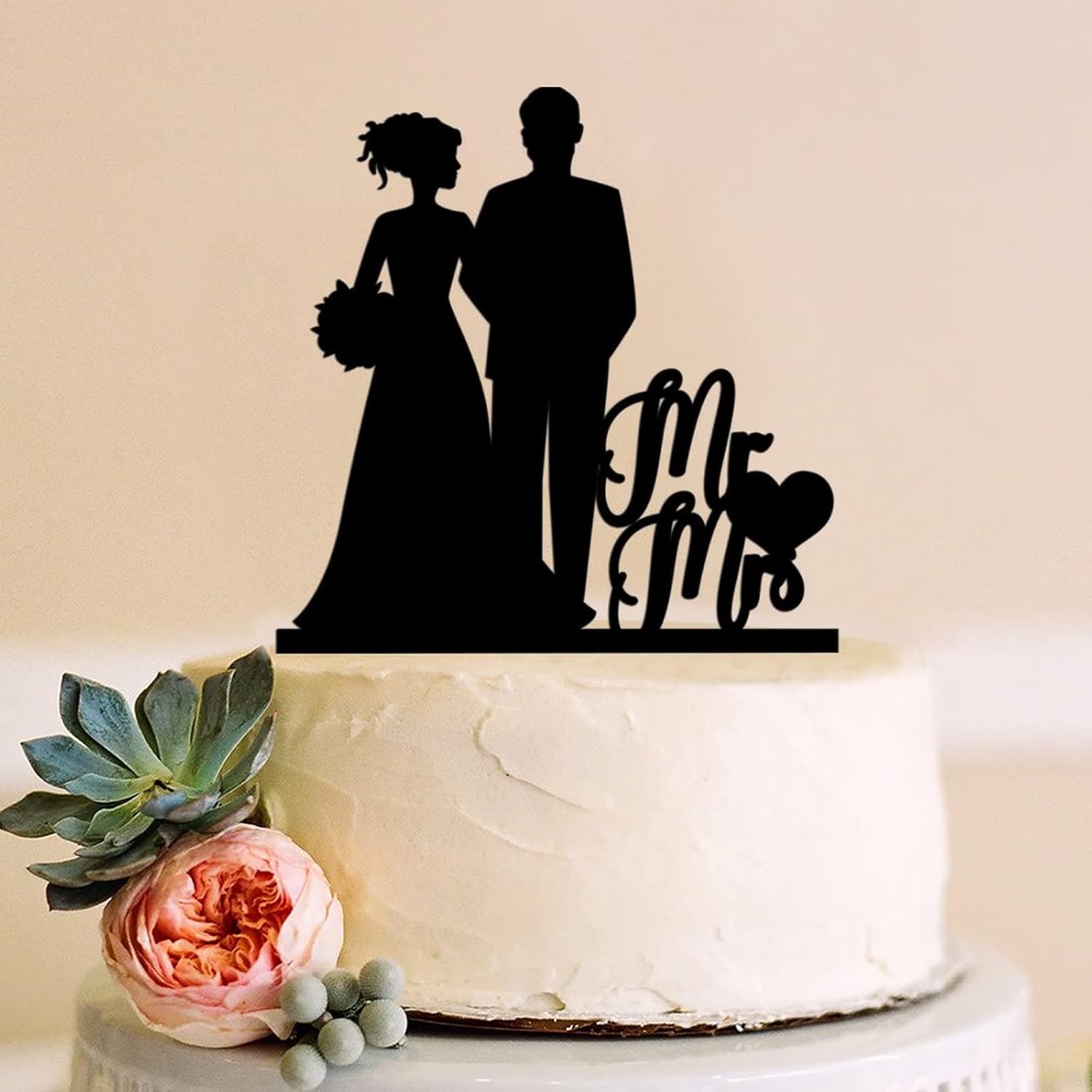 Silueta afroamericana de novia y novio, decoración de pastel de boda afro, boda de corazón de amor, decoración de pastel de madera acrílica para