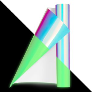 AHIJOY Vinilo adhesivo permanente que brilla en la oscuridad, 12 pulgadas x 10 pies, ópalo holográfico blanco a verde neón, vinilo adhesivo luminoso AHIJOY Vinilo adhesivo permanente que brilla en la oscuridad, 12 pulgadas x 10 pies, ópalo holográfico blanco a verde neón, vinilo adhesivo luminoso