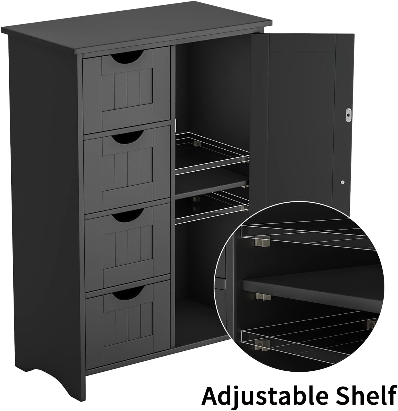 YESHOMY Armario de almacenamiento de baño, organizador lateral independiente con gran espacio y estantes ajustables, muebles de oficina en casa para