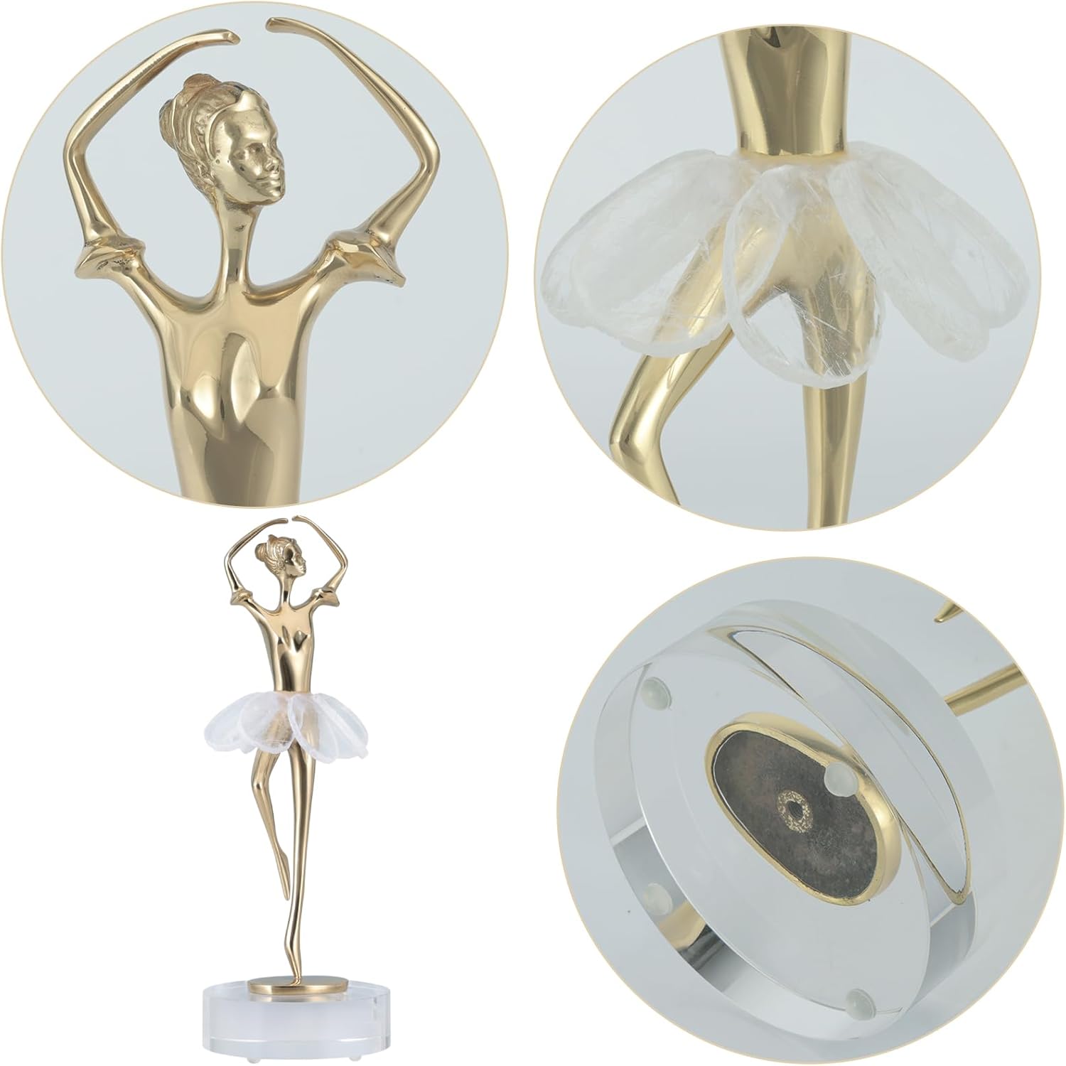 suruim Brass Modern Abstract Ballet Girl Statue Figurines Copper Dancer Sculpture Entrance Desk Ornaments, for Home, Living Room Decor, Study,