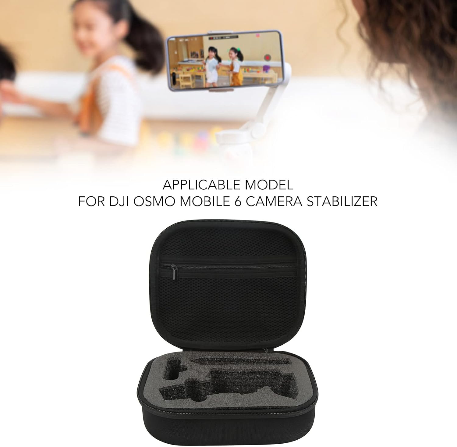 Bolsa de almacenamiento compacta y portátil para DJI Osmo Mobile 6 estabilizador de cámara con bolsillo de malla transpirable y cremallera