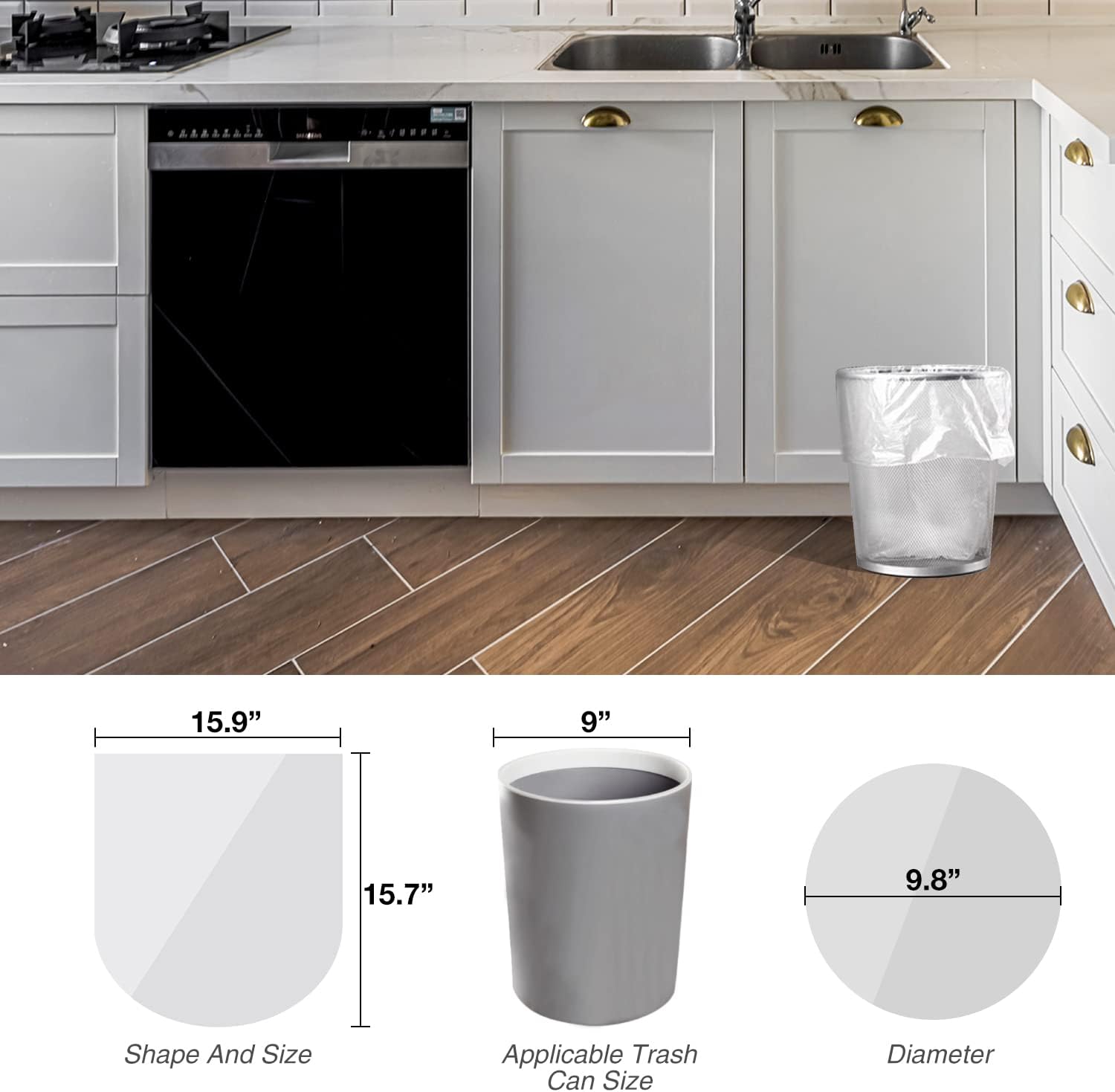 Charmount Bolsas de basura pequeñas de 1.2 galones, 102 bolsas de basura para baño, se ajustan a 4.5-5 litros transparentes