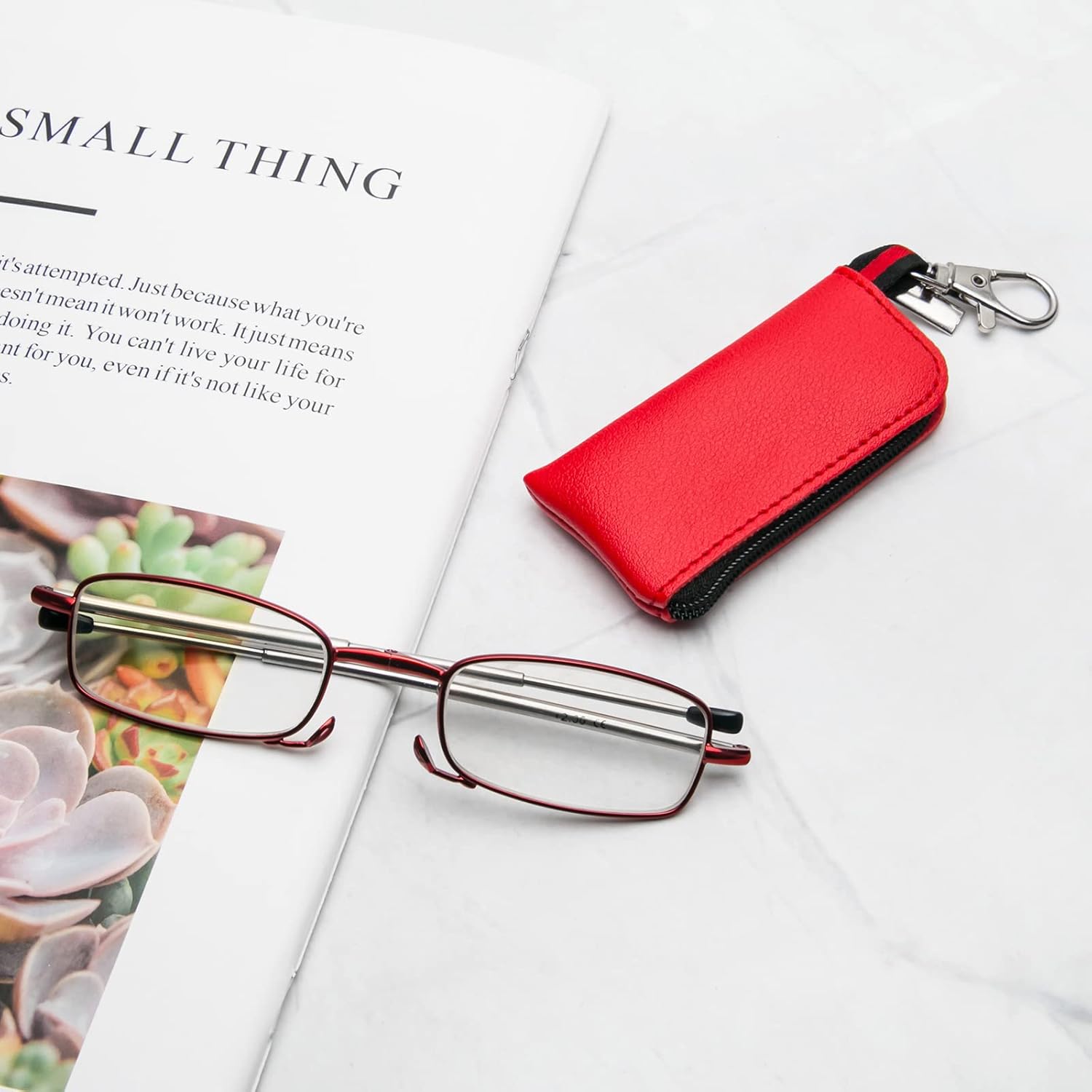 Paquete de 3 lentes de lectura plegables con llavero, bolsas compactas para mujeres y hombres, bloqueo de luz azul, bisagra de resorte, lectores de