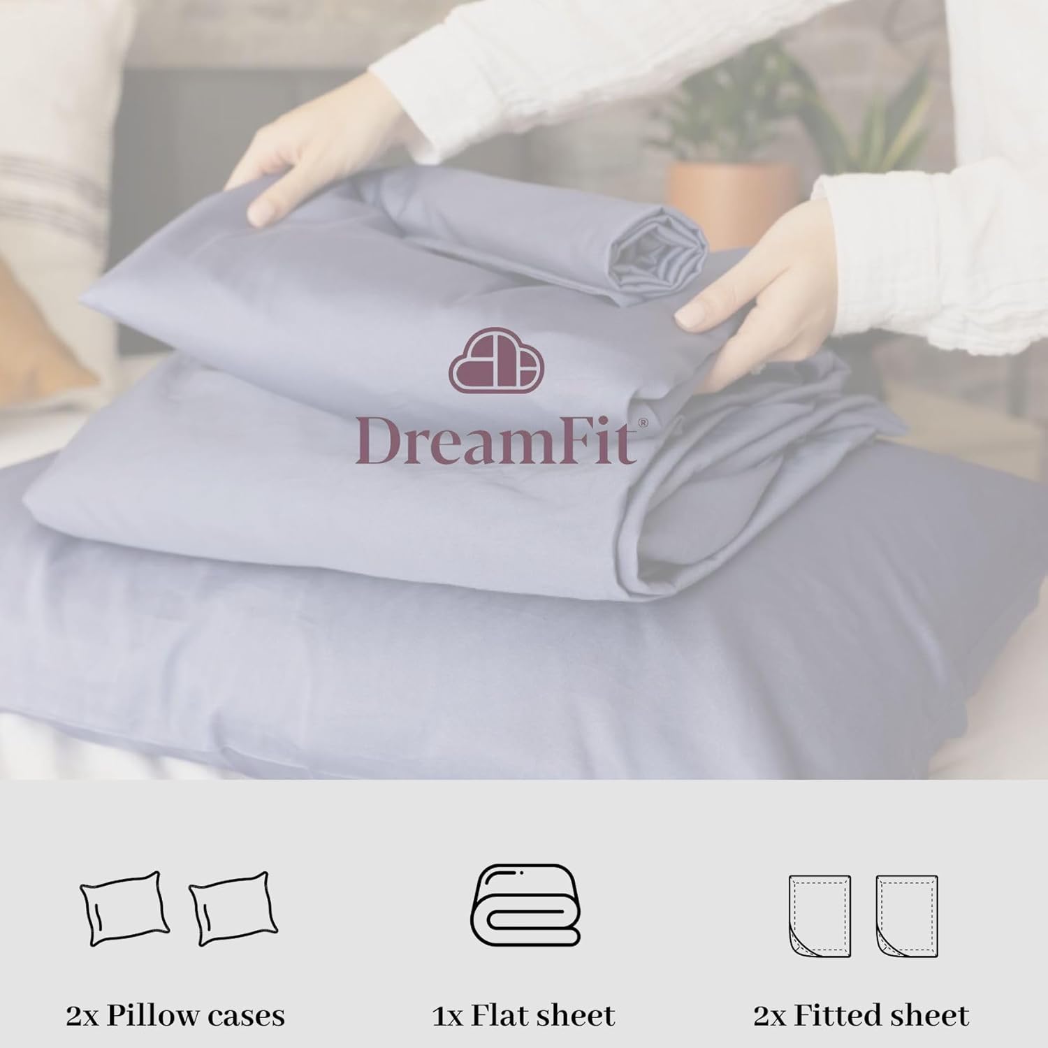 DreamFit Degree 4 – Juego de sábanas de algodón egipcio tamaño Split King, color azul