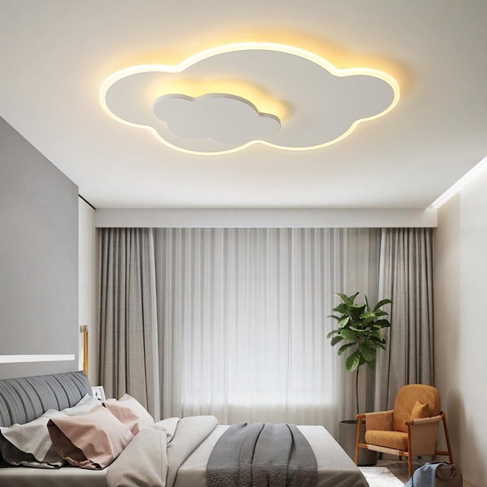 Lámpara de techo LED industrial vintage moderna con acabado blanco simple cerca del techo, iluminación de techo de acrílico de metal para sala de