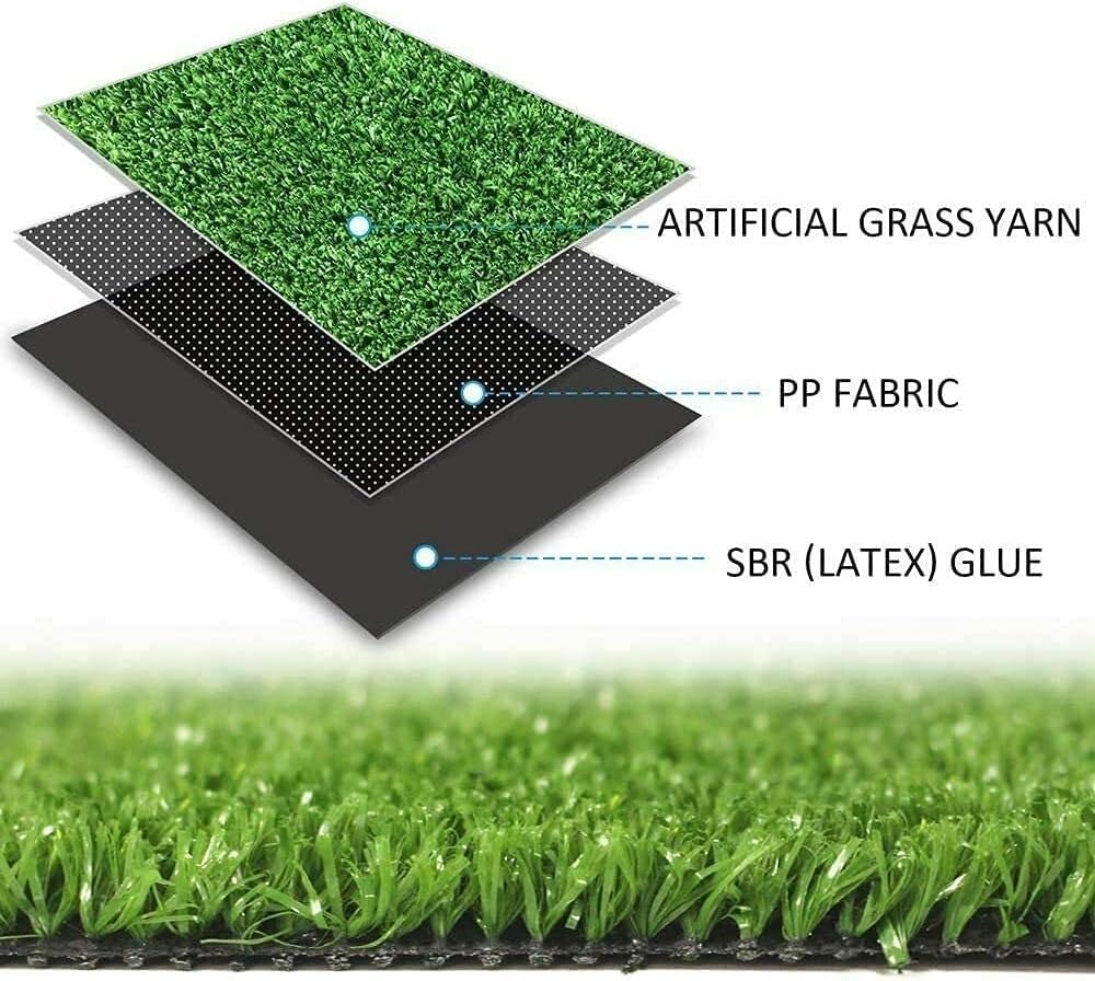 Alfombra de césped artificial de 13 x 6 pies, para interiores y exteriores, alfombra de césped sintético con agujeros de drenaje, alfombra de césped