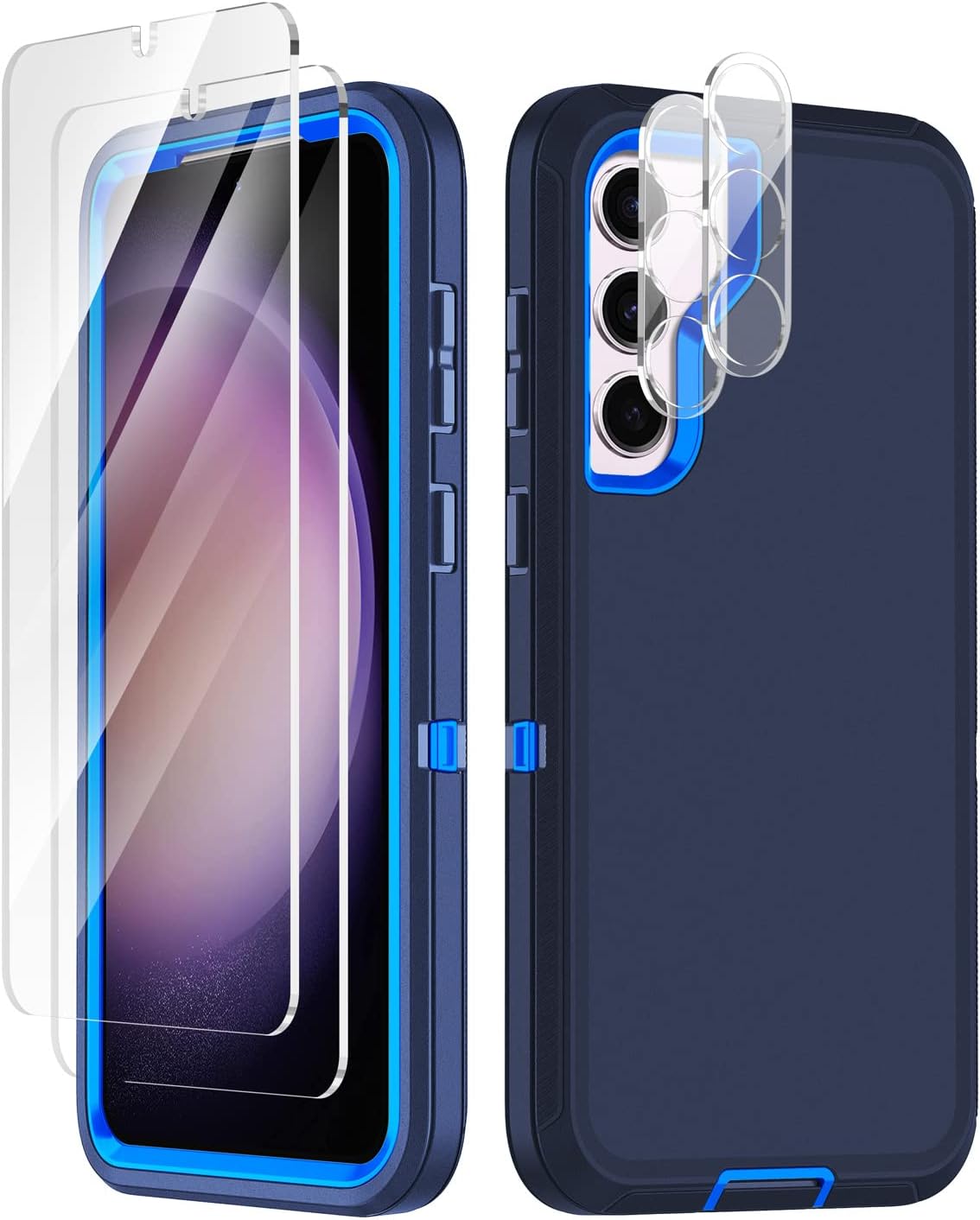 I-HONVA Funda para Samsung Galaxy S23, Galaxy S23 de 6.1 pulgadas con 2 protectores de pantalla de vidrio templado + 2 protectores de lente de