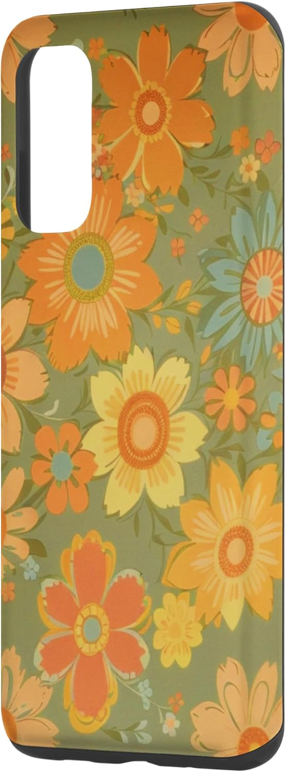 Funda para Galaxy S20 Flowers Retro Floral Meadow Groovy 70s Melocotón Naranja Rosa