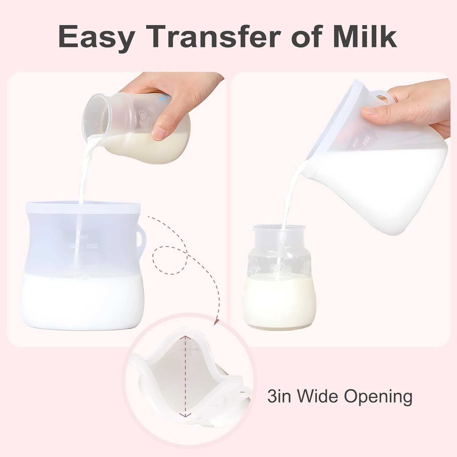 Bolsas reutilizables de almacenamiento de leche materna  Bolsas de almacenamiento de leche materna de silicona de 8.5 onzas, 7 piezas de doble