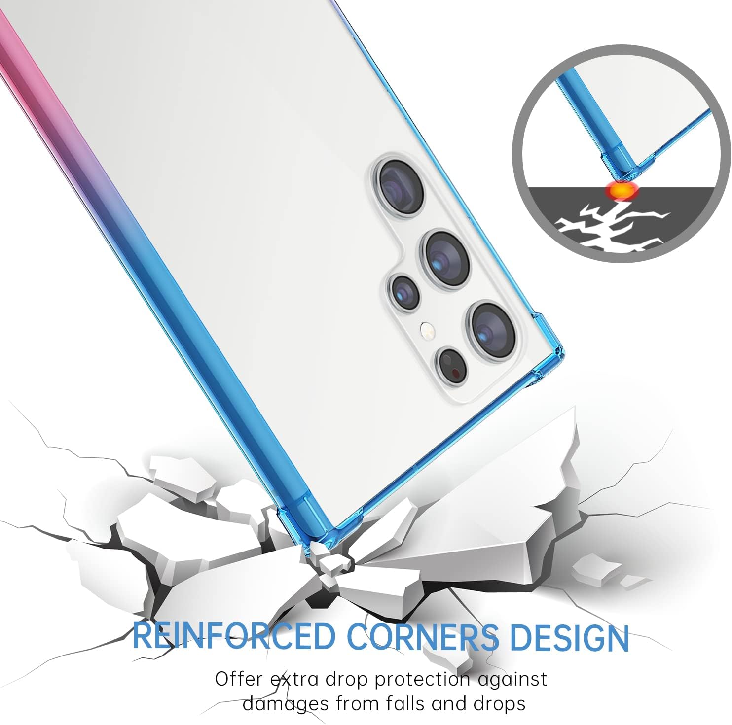 SALAWAT Funda para Galaxy S22 Ultra, funda transparente para Galaxy S22 Ultra, bonita funda delgada con degradado, funda protectora de TPU