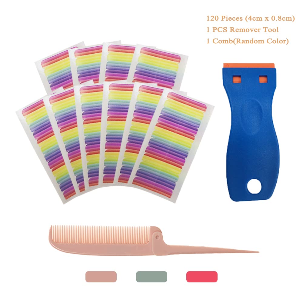 Anrosa 120 pestañas de cinta de extensión de cabello, cinta hipoalergénica de doble cara para extensiones de cabello, precortadas, fuertes sin