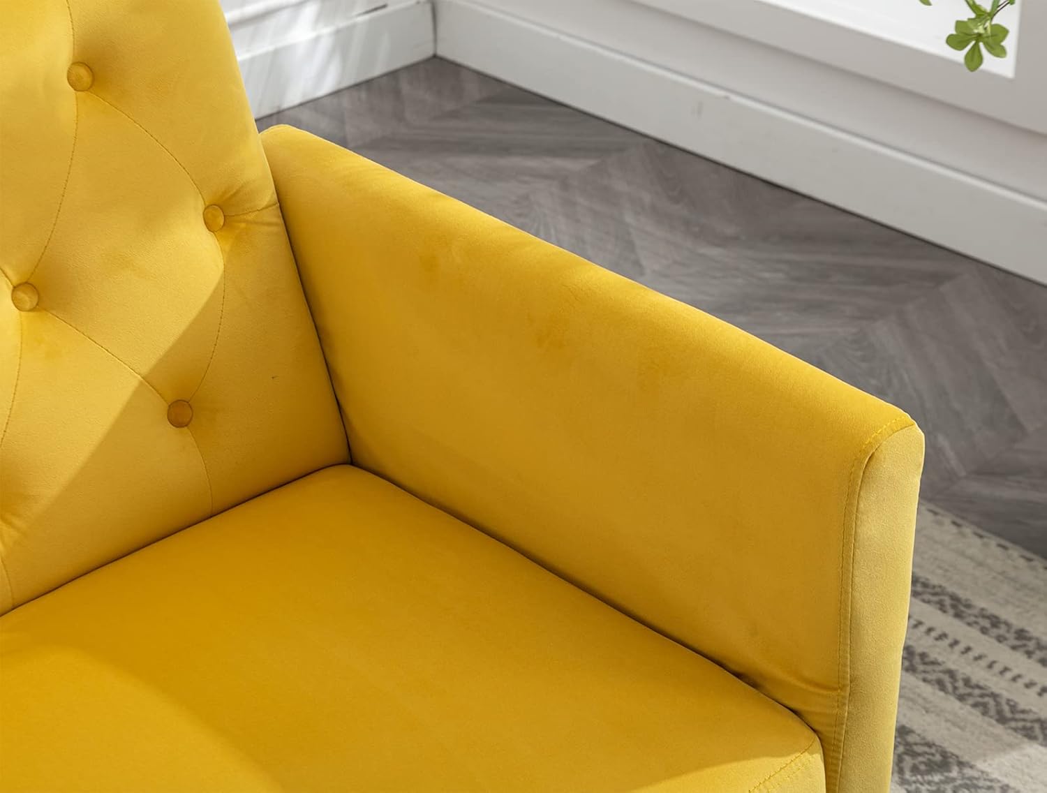 KINFFICT Sofá decorativo de terciopelo con otomana, cómodo sillón tapizado con reposabrazos y respaldo ajustables, sala de estar reclinable