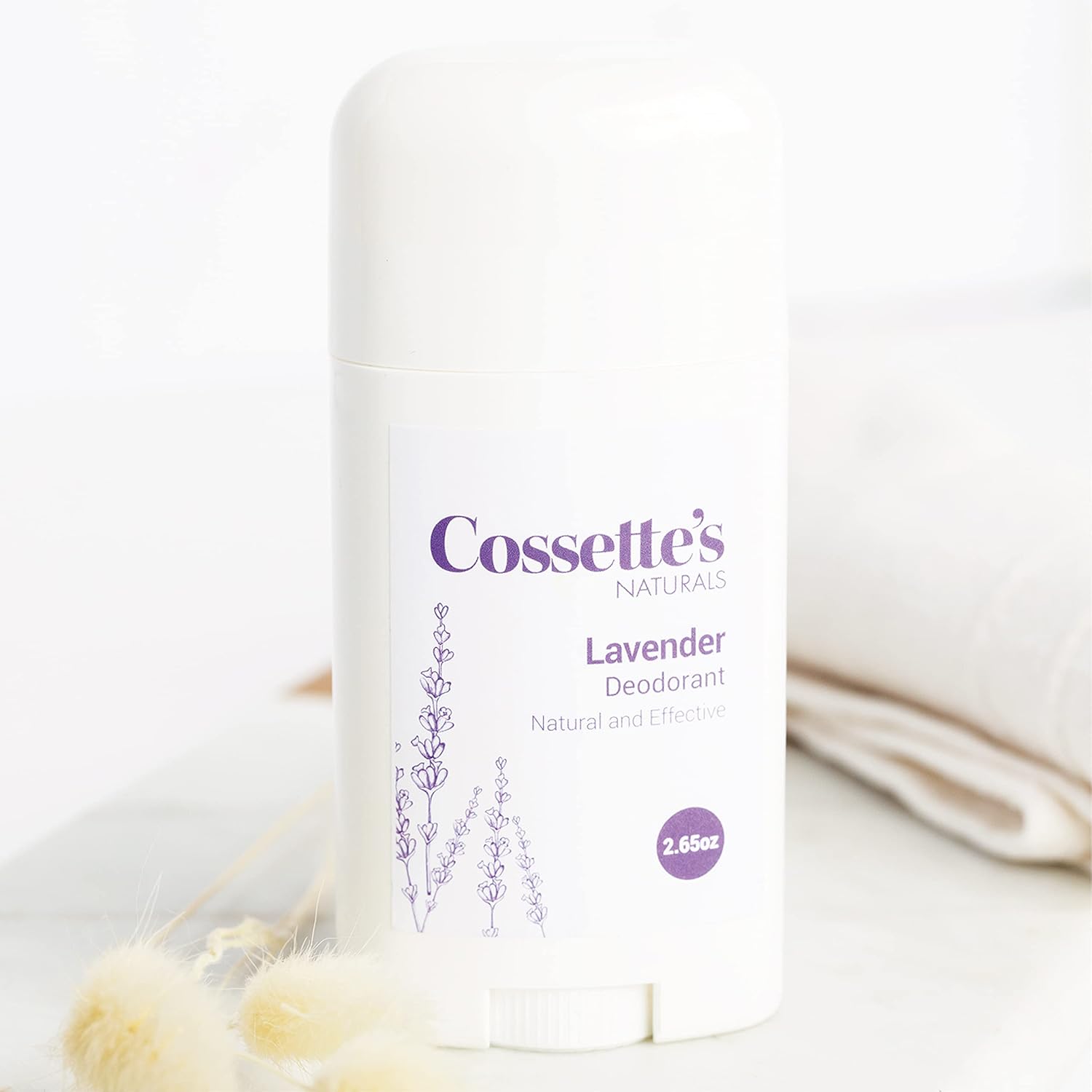 Cossette’s Naturals – Desodorante natural para hombres y mujeres, libre de aluminio y parabenos con aceites esenciales (lavanda, 2.65 oz (1 paquete))