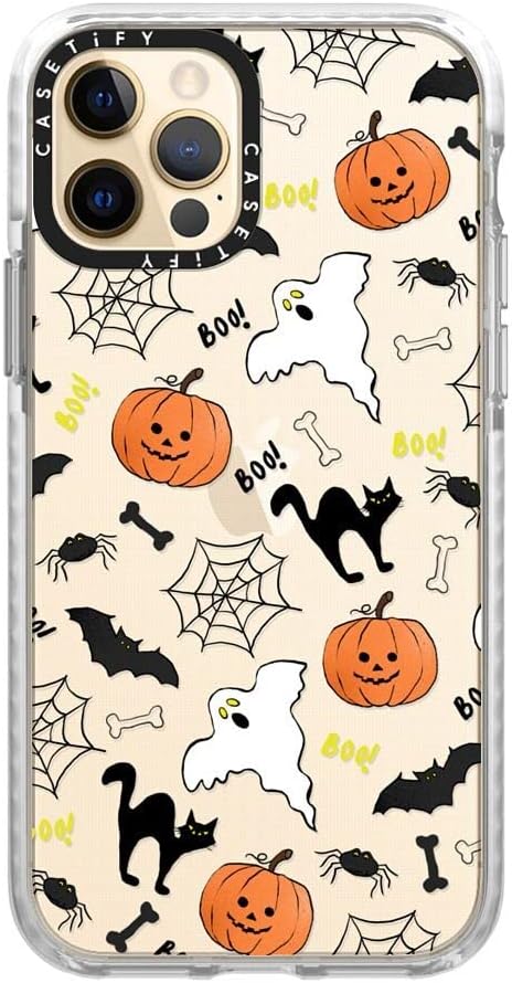 CASETiFY Funda Impact para iPhone 1212 Pro – Boo! its Halloween – Clear Frost