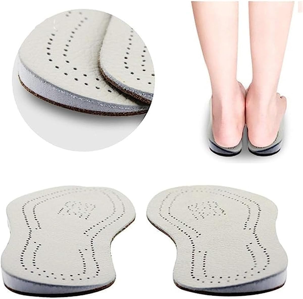 1 par de plantillas ortopédicas de cuero para piernas OX, inserciones de talón, rodilleras de cuña para mujeres y hombres, pronación correctiva,