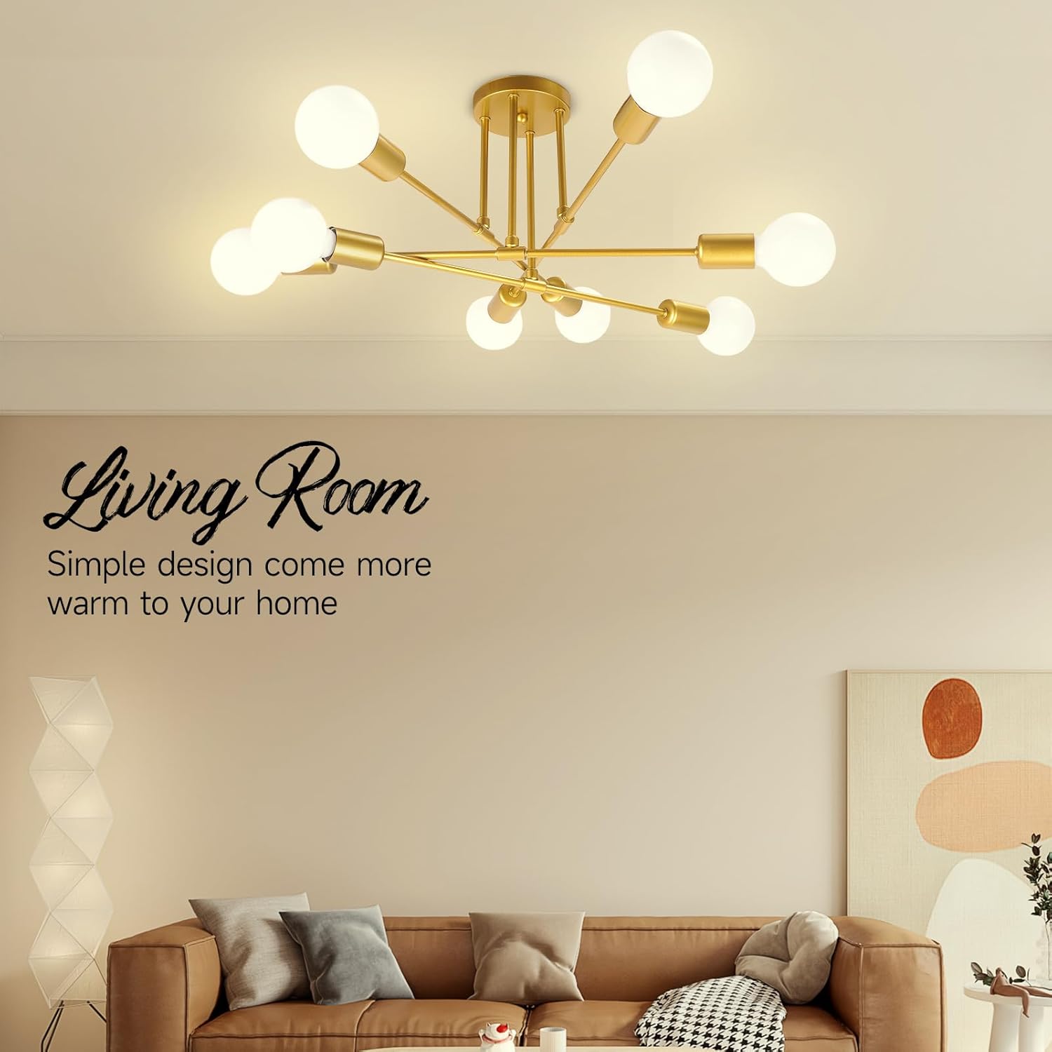 Moderno Sputnik – Lámpara de techo con 8 luces, lámparas de techo semiempotradas de mediados de siglo, para dormitorio, comedor, cocina, oficina