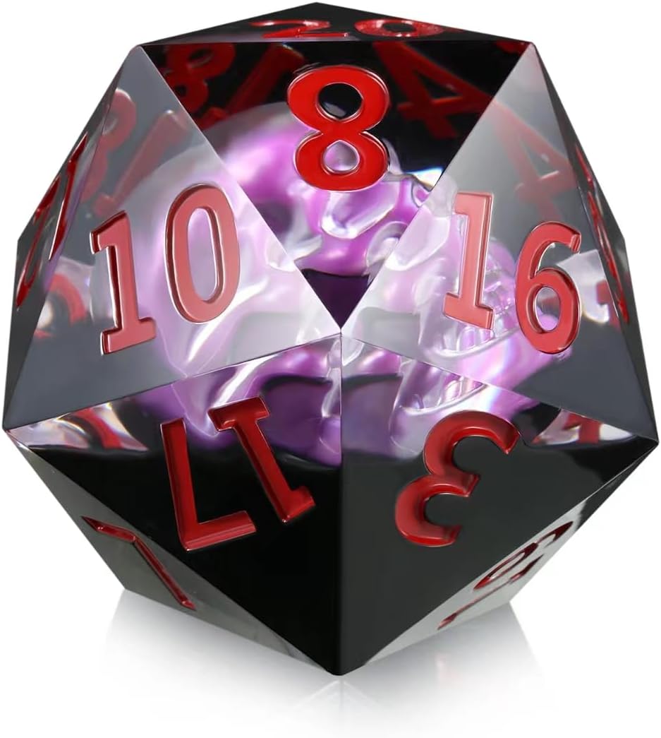 Dados D&d poliédricos D&d de 20 caras grandes de calavera D20 DNDND de 2.165 in con bolsa de terciopelo para DND (calavera morada)