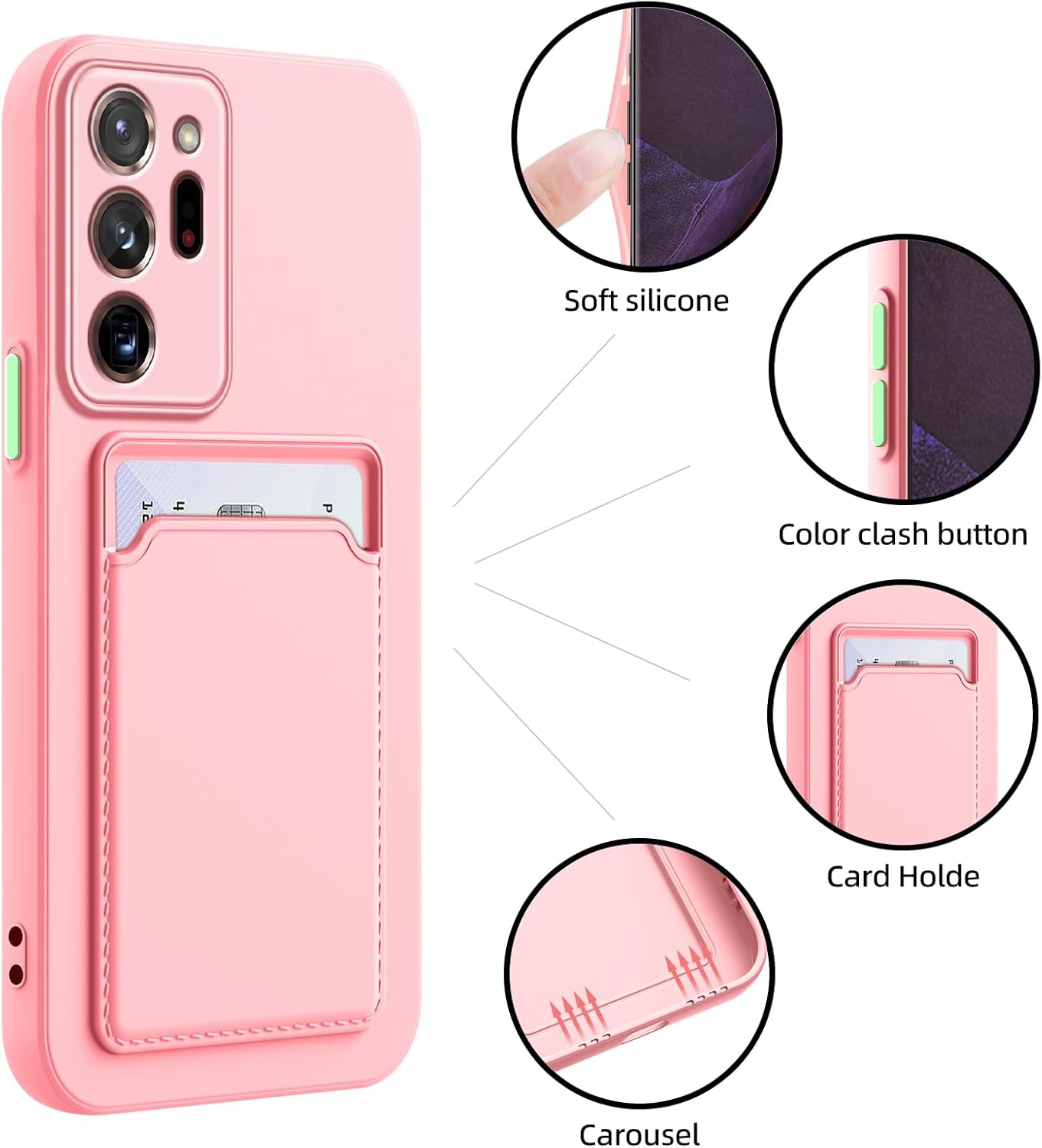 Funda para Note 20 Ultra con ranura minimalista para tarjeta de crédito TPU suave TPU silicona resistente a los arañazos delgada ranura para tarjeta