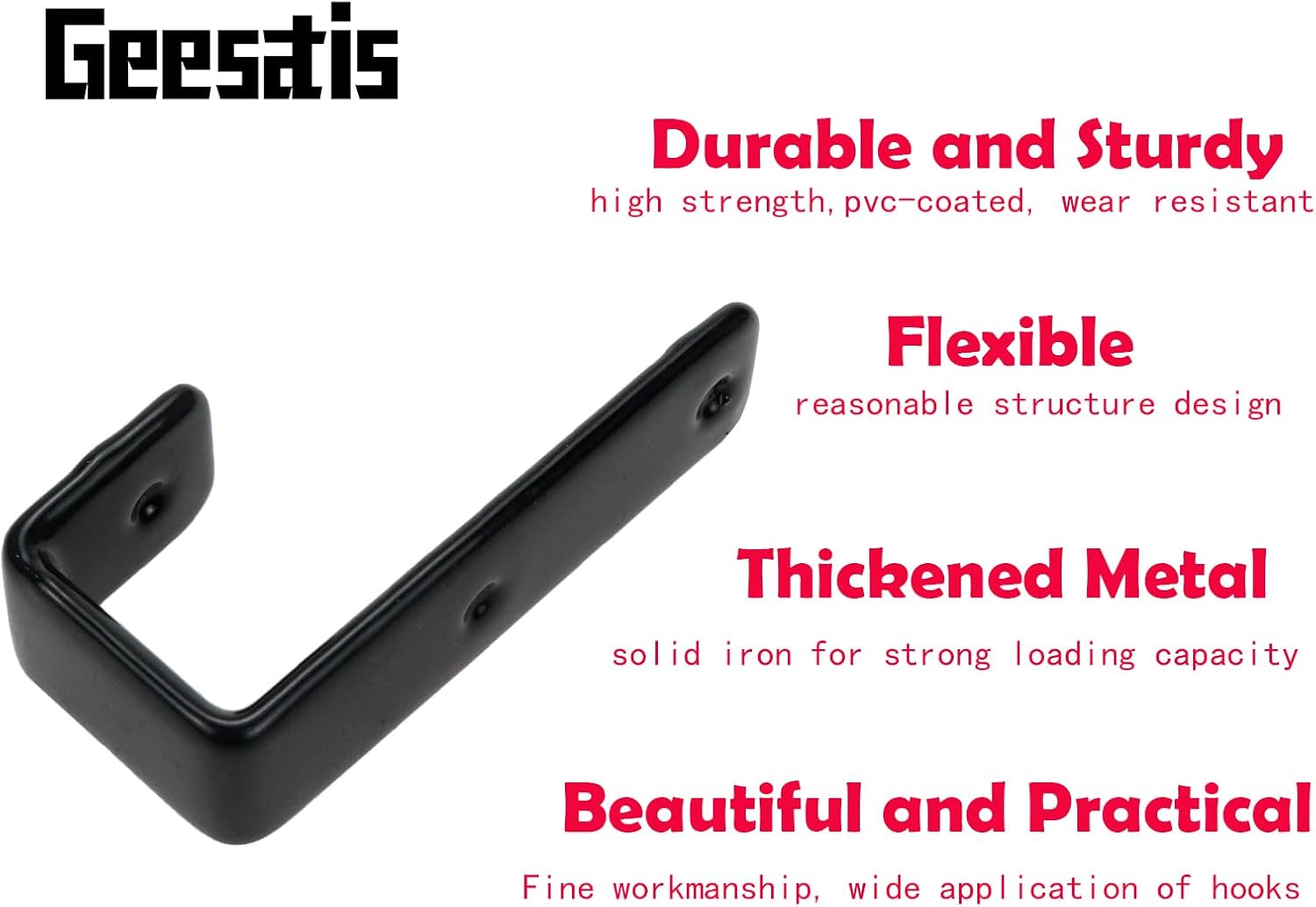 Geesatis 2 ganchos para escalera de cama, ganchos en forma de J, de metal resistente recubierto de PVC para decoración de cama, herramienta de