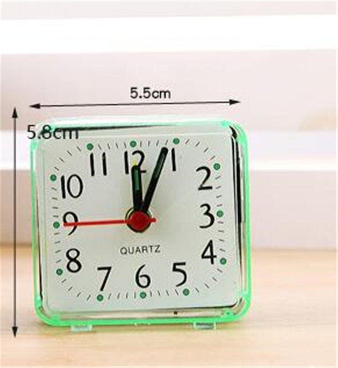 Reloj despertador cuadrado, silencio, sin batería, pequeño reloj despertador portátil de viaje, blanco y creativo, bonito e inteligente