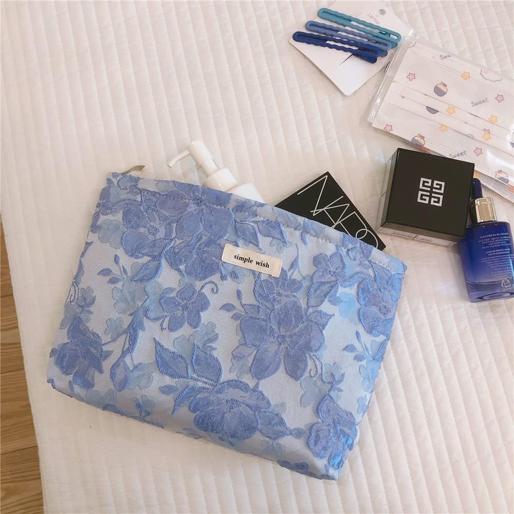 Bolsas de cosméticos florales para mujeres y niñas, bolsas de maquillaje grandes de lona estética, bolsa organizadora de maquillaje, bolsa con