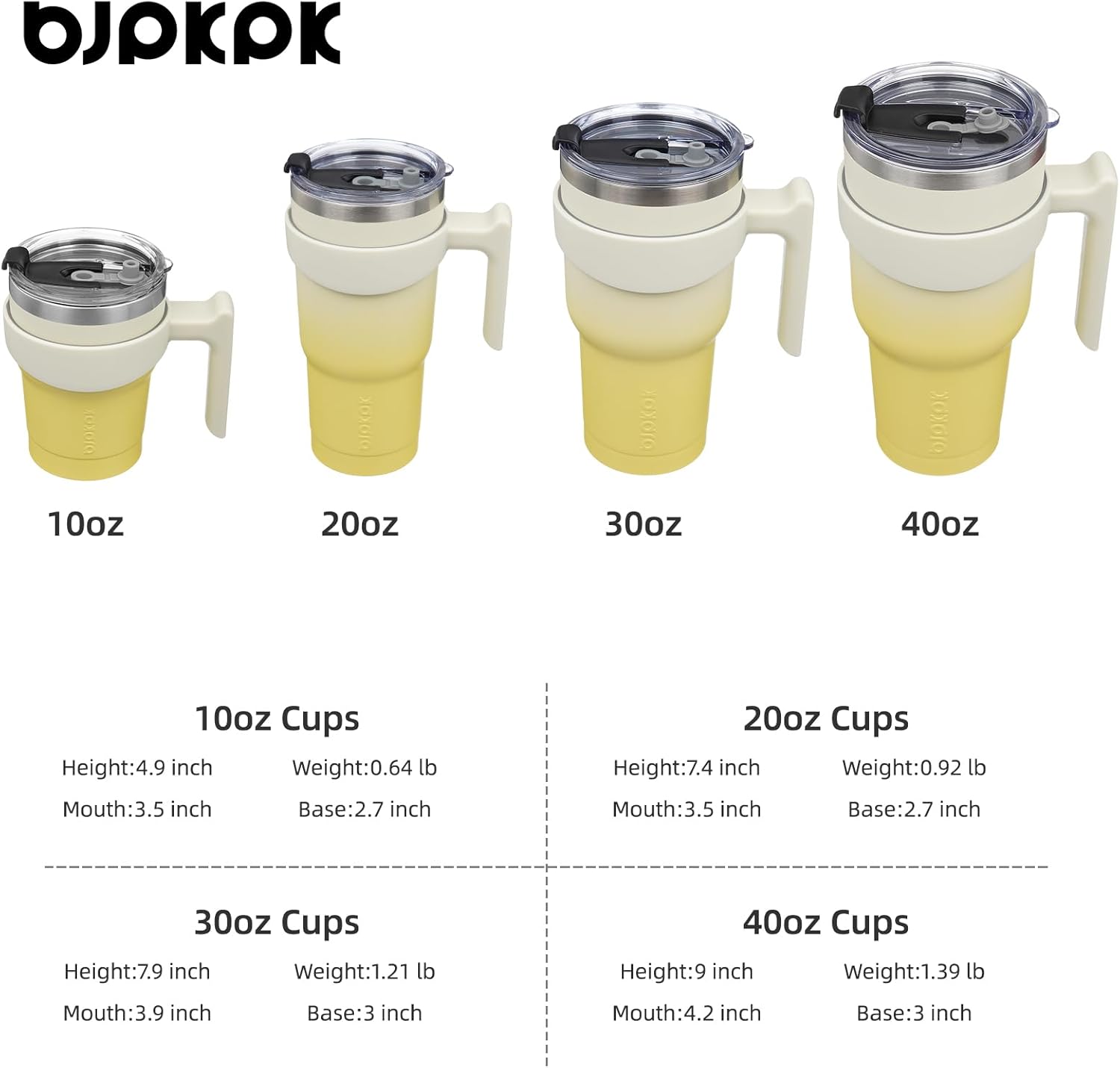 BJPKPK Vaso con asa y tapa para pajilla, vaso de café aislado de acero inoxidable de 20 onzas para el hogar, la oficina o el automóvil, limón