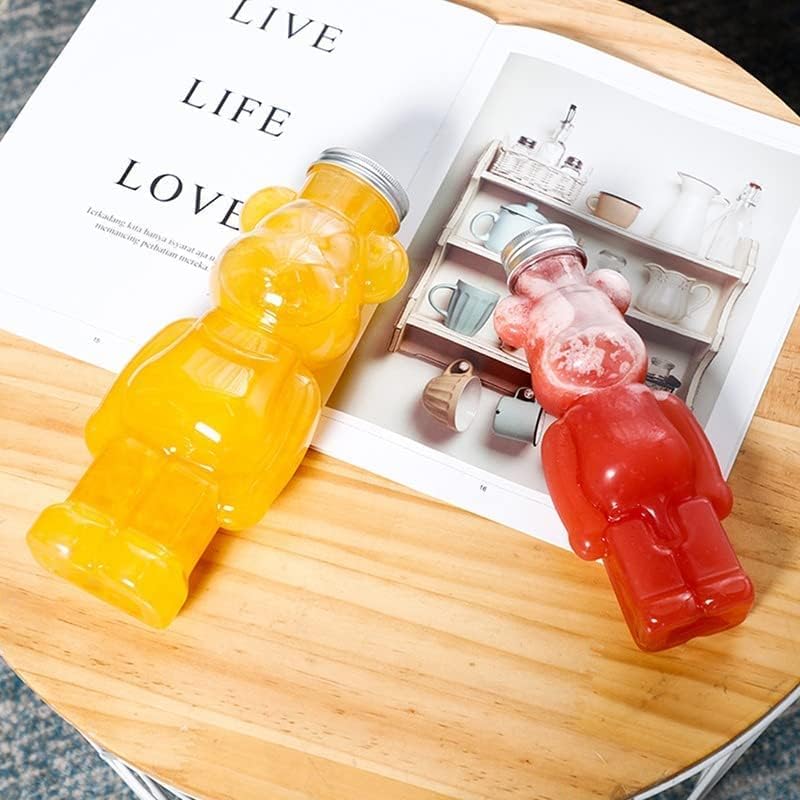 LELEBEAR Adorable botella de oso con diseño lindo y juguetón, sin BPA, funcional para el hogar y la cocina, perfecta para té con leche fría fría y