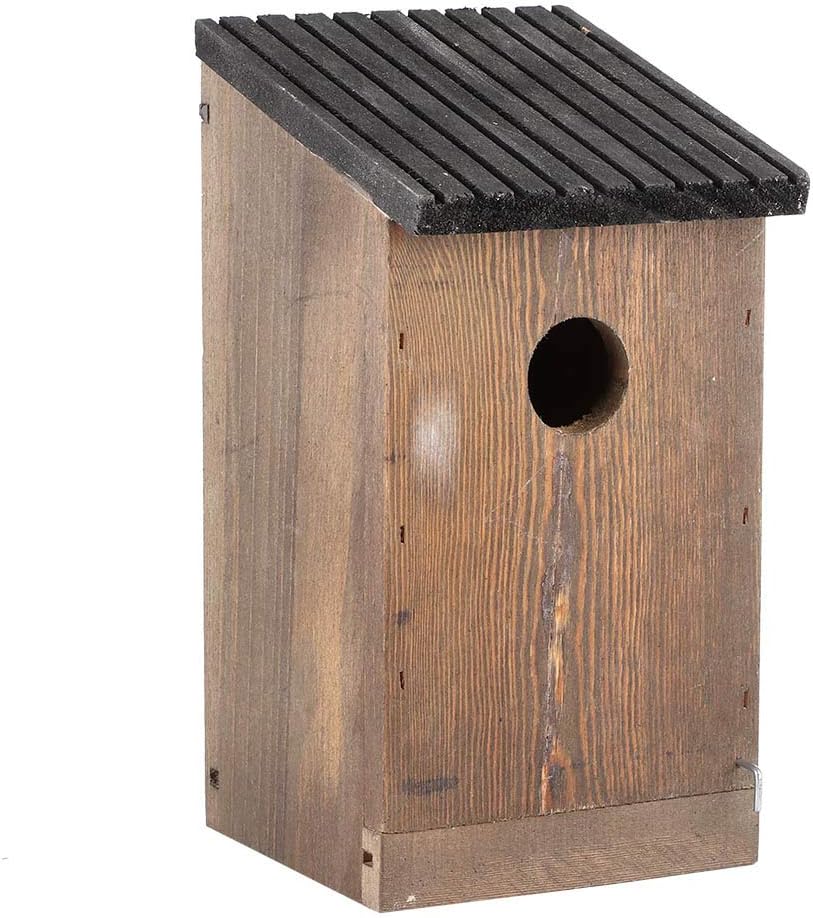 Fydun Hanging Wooden Bird House DIY Breeding Parrots Bird Nesting Box for Outdoor Garden Decoration Hanging Wooden Bird House for Family