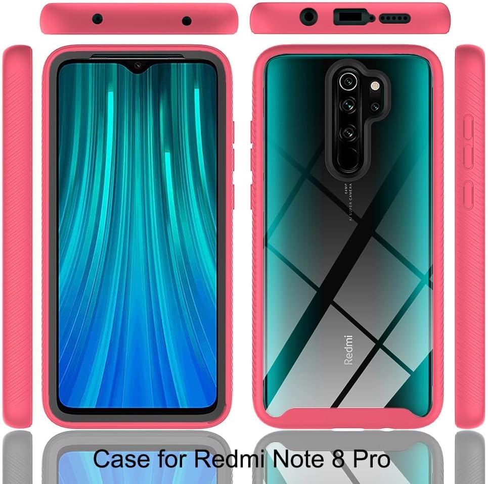 Asuwish Funda de teléfono para Xiaomi Redmi Note 8 Pro con protector de pantalla de vidrio templado y soporte delgado híbrido resistente resistente