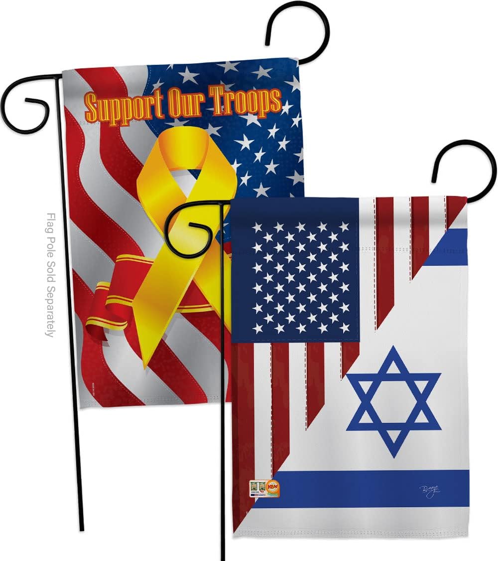 Bandera estadounidense Israelí Bandera de Israel Support Our Troops – Paquete de pancartas de arte de pared para interiores y exteriores, tapiz para
