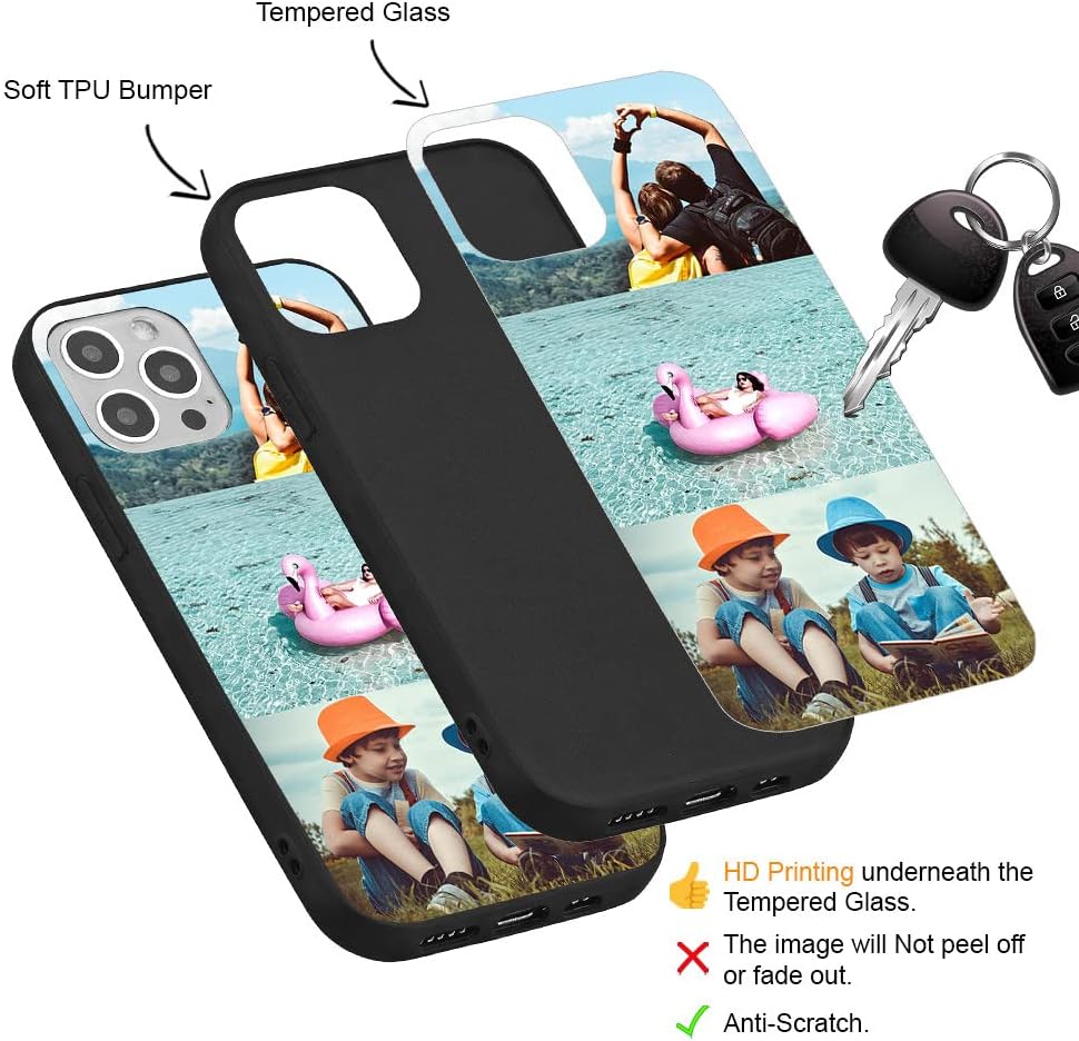 MXCUSTOM Funda de teléfono personalizada para Apple iPhone 1212 Pro, funda personalizada personalizada de vidrio templado antiarañazos, a prueba de